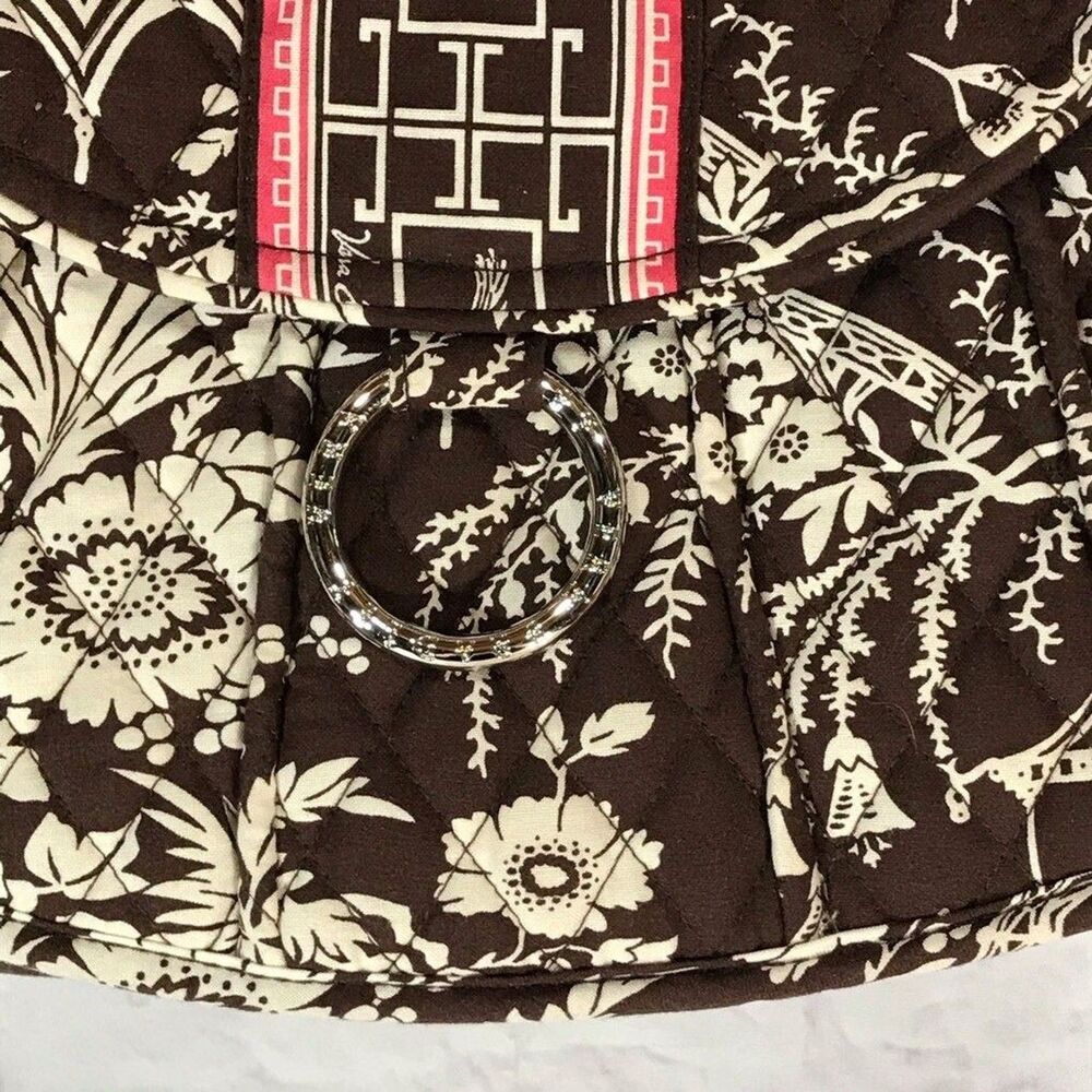 Vera Bradley Womens Imperial Toile Tote Bag Brown Hummingbird Floral Zipper M - Picture 9 of 12